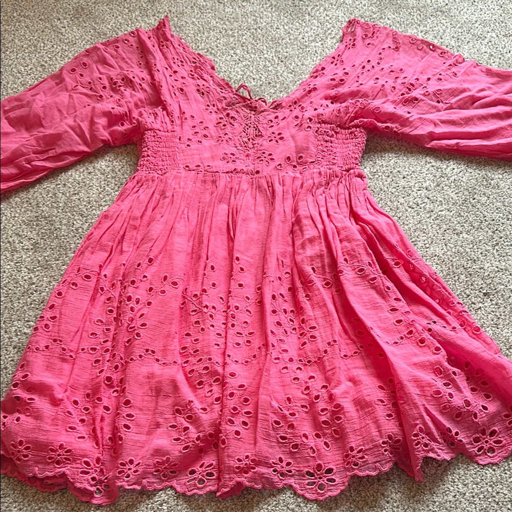 Free People Pink Eyelet Dress
